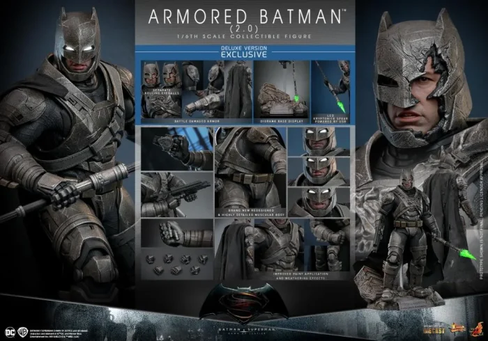 Batman v Superman Dawn of Justice MMS742D62 Armored Batman 2 0 Deluxe Scale Collectible Figure - Imagen 11